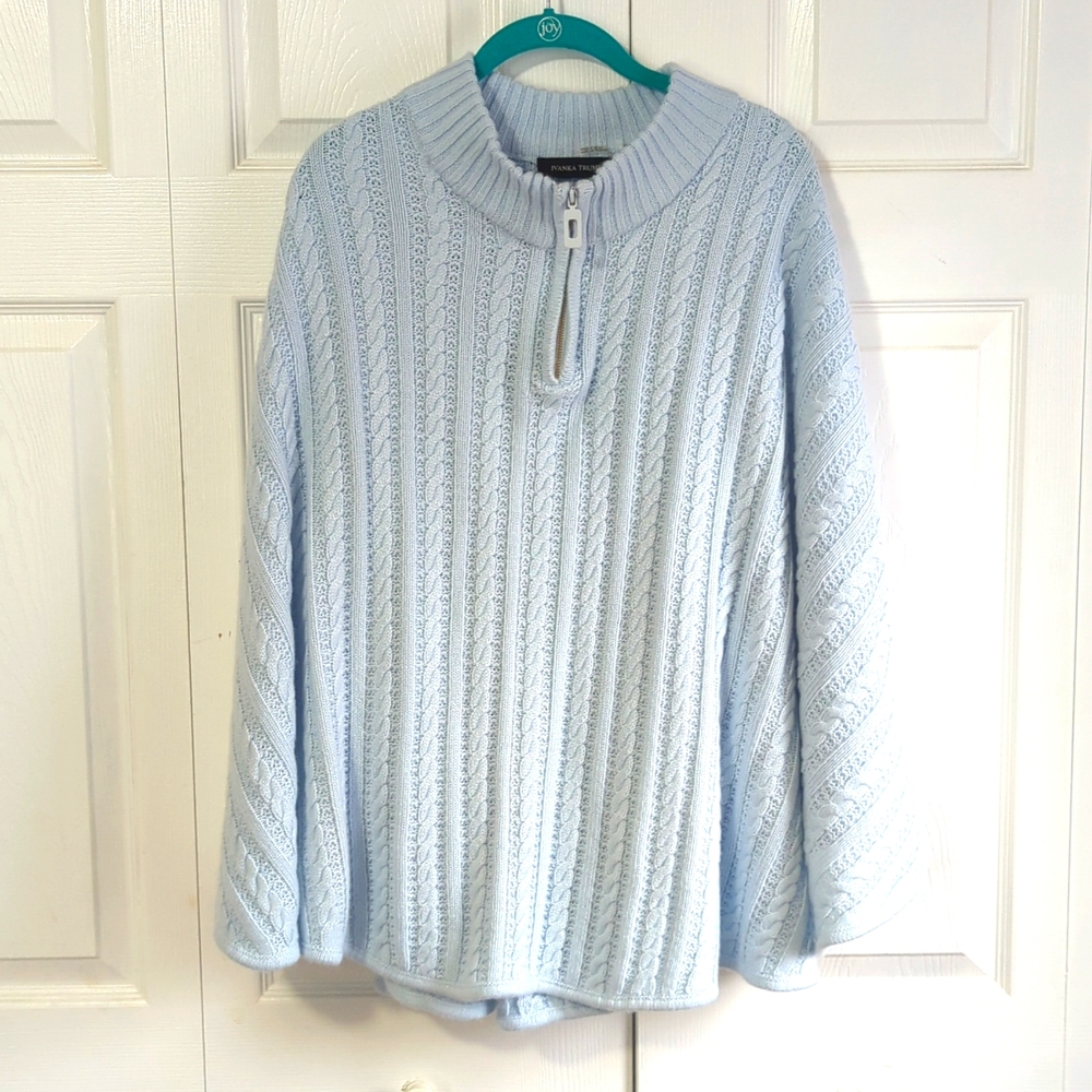 Blue Knit Poncho